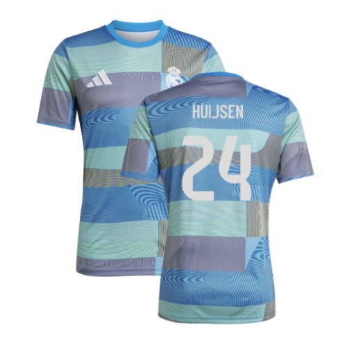 2025-2026 Real Madrid Pre-Match Shirt (Blue) (Huijsen 24)
