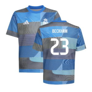 2025-2026 Real Madrid Pre-Match Shirt (Blue) - Kids (Beckham 23)