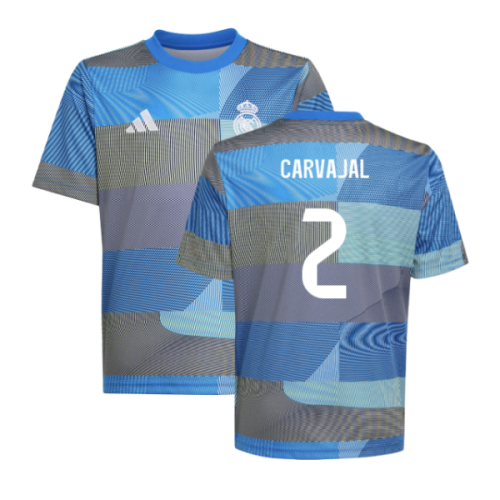 2025-2026 Real Madrid Pre-Match Shirt (Blue) - Kids (Carvajal 2)