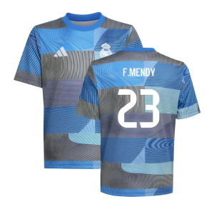 2025-2026 Real Madrid Pre-Match Shirt (Blue) - Kids (F.Mendy 23)