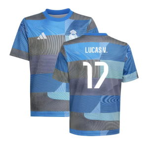 2025-2026 Real Madrid Pre-Match Shirt (Blue) - Kids (Lucas V. 17)
