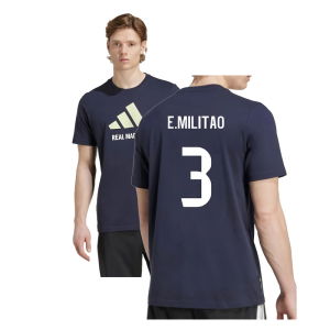 2025-2026 Real Madrid Seasonal Graphic Tee (Legend Ink) (E.Militao 3)