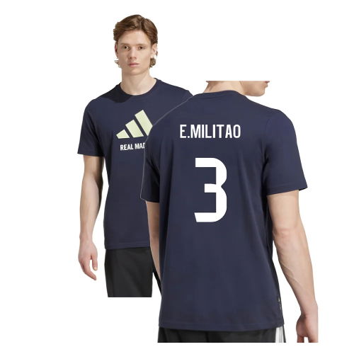 2025-2026 Real Madrid Seasonal Graphic Tee (Legend Ink) (E.Militao 3)