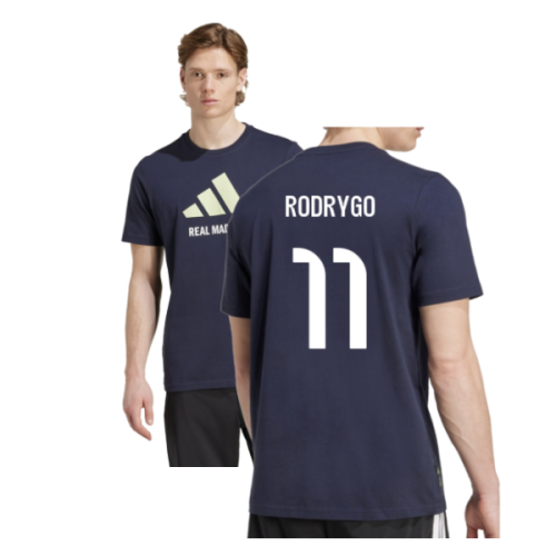 2025-2026 Real Madrid Seasonal Graphic Tee (Legend Ink) (Rodrygo 11)