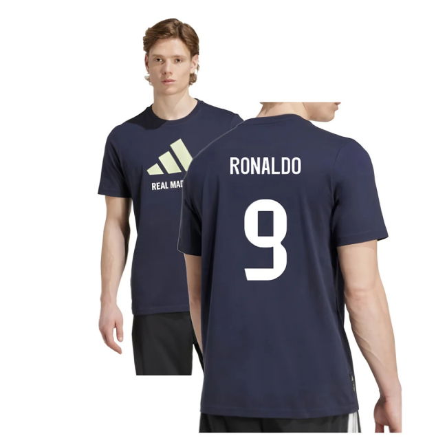 2025-2026 Real Madrid Seasonal Graphic Tee (Legend Ink) (Ronaldo 9)