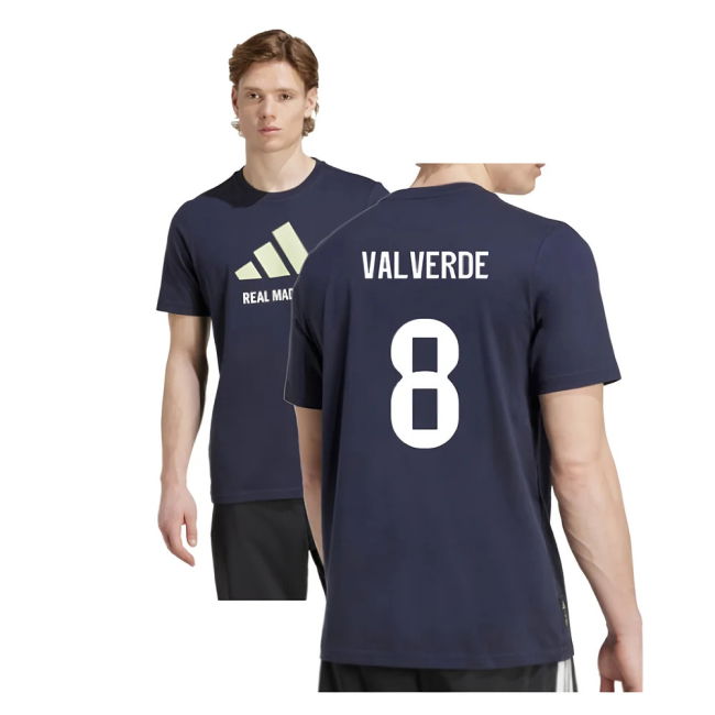 2025-2026 Real Madrid Seasonal Graphic Tee (Legend Ink) (Valverde 8)