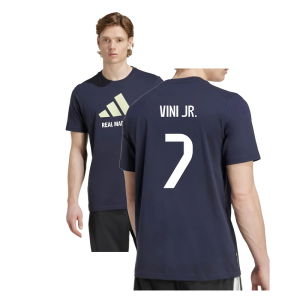 2025-2026 Real Madrid Seasonal Graphic Tee (Legend Ink) (Vini Jr. 7)