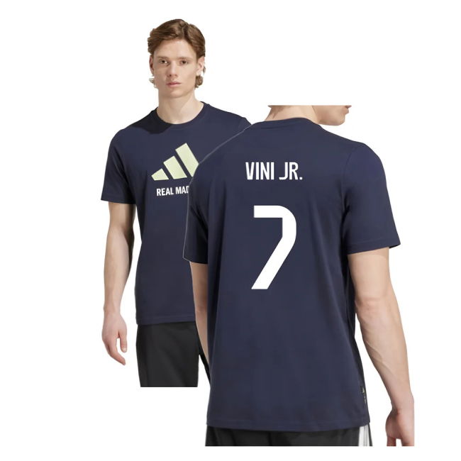 2025-2026 Real Madrid Seasonal Graphic Tee (Legend Ink) (Vini Jr. 7)