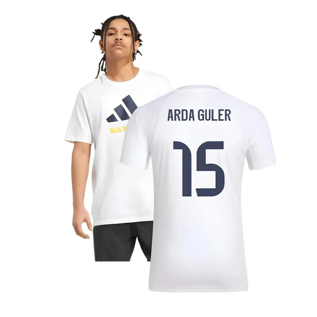 2025-2026 Real Madrid Seasonal Graphic Tee (White) (Arda Guler 15)
