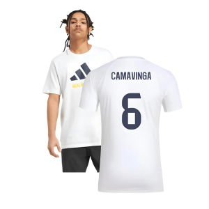 2025-2026 Real Madrid Seasonal Graphic Tee (White) (Camavinga 6)