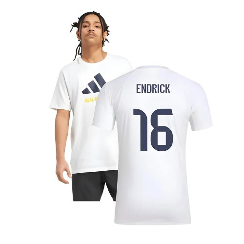 2025-2026 Real Madrid Seasonal Graphic Tee (White) (Endrick 16)