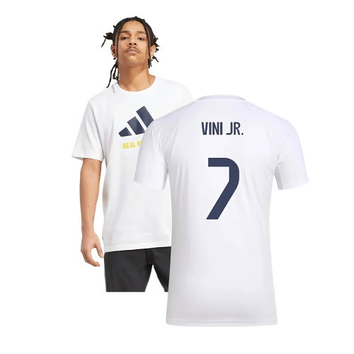 2025-2026 Real Madrid Seasonal Graphic Tee (White) (Vini Jr. 7)