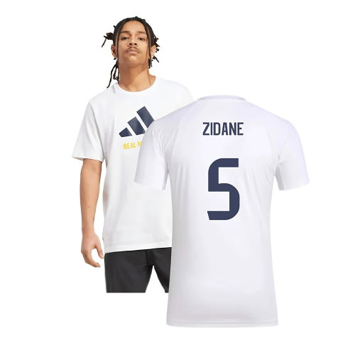 2025-2026 Real Madrid Seasonal Graphic Tee (White) (Zidane 5)