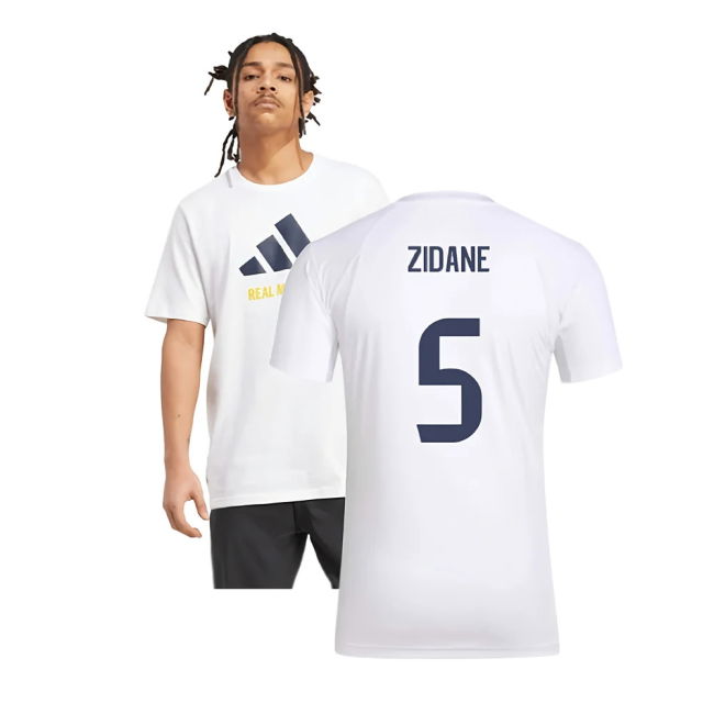2025-2026 Real Madrid Seasonal Graphic Tee (White) (Zidane 5)