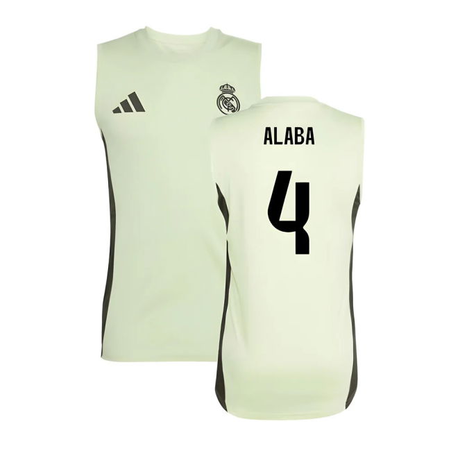 2025-2026 Real Madrid Sleeveless Training Jersey (Almost Lime) (Alaba 4)