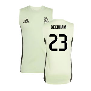 2025-2026 Real Madrid Sleeveless Training Jersey (Almost Lime) (Beckham 23)