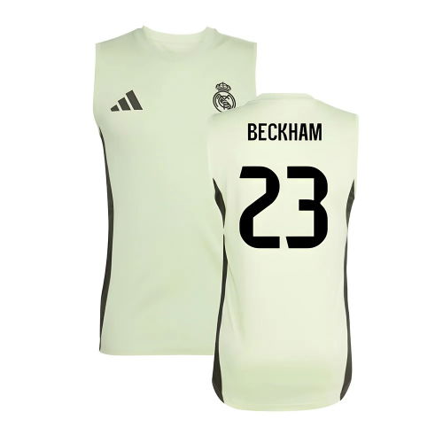 2025-2026 Real Madrid Sleeveless Training Jersey (Almost Lime) (Beckham 23)