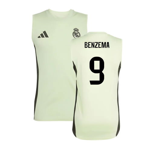 2025-2026 Real Madrid Sleeveless Training Jersey (Almost Lime) (Benzema 9)