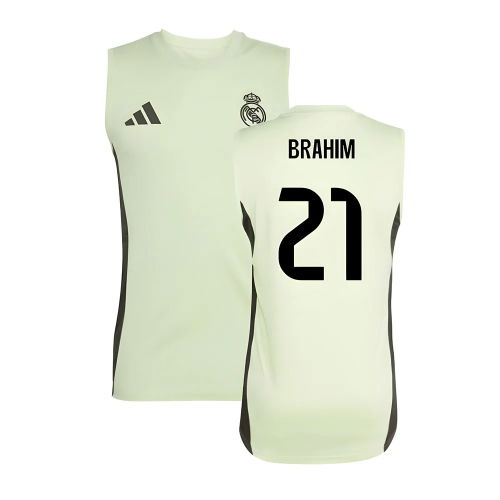 2025-2026 Real Madrid Sleeveless Training Jersey (Almost Lime) (Brahim 21)