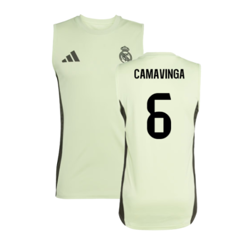 2025-2026 Real Madrid Sleeveless Training Jersey (Almost Lime) (Camavinga 6)