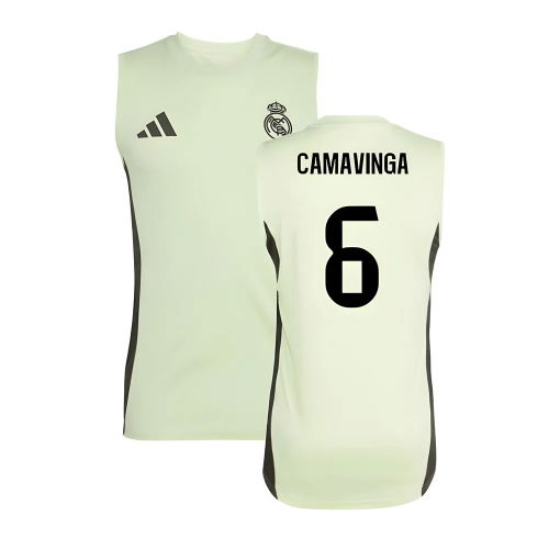 2025-2026 Real Madrid Sleeveless Training Jersey (Almost Lime) (Camavinga 6)