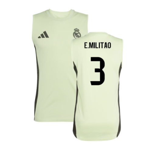 2025-2026 Real Madrid Sleeveless Training Jersey (Almost Lime) (E.Militao 3)