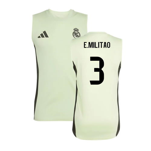 2025-2026 Real Madrid Sleeveless Training Jersey (Almost Lime) (E.Militao 3)