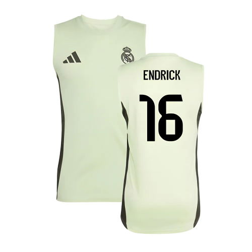 2025-2026 Real Madrid Sleeveless Training Jersey (Almost Lime) (Endrick 16)
