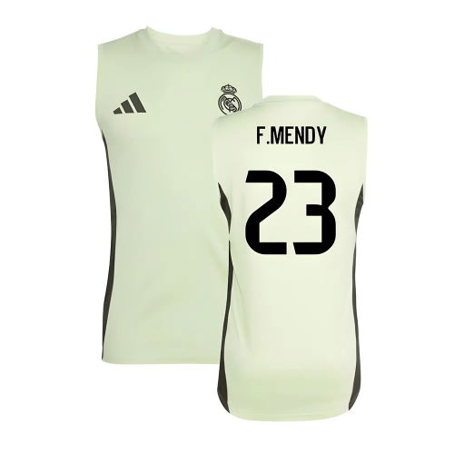 2025-2026 Real Madrid Sleeveless Training Jersey (Almost Lime) (F.Mendy 23)