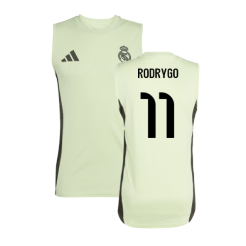 2025-2026 Real Madrid Sleeveless Training Jersey (Almost Lime) (Rodrygo 11)