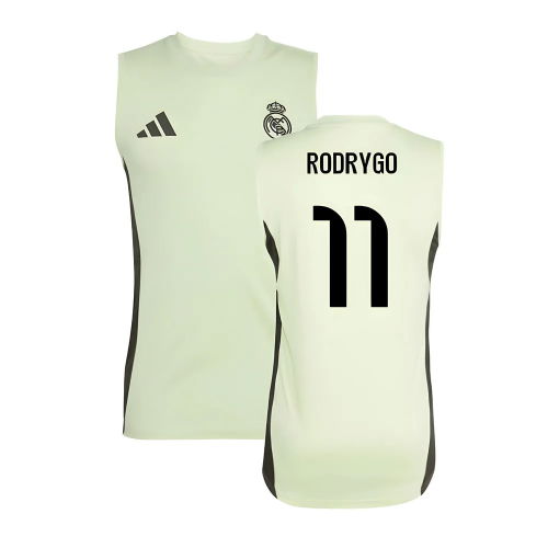 2025-2026 Real Madrid Sleeveless Training Jersey (Almost Lime) (Rodrygo 11)