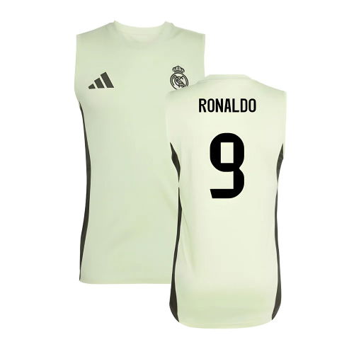 2025-2026 Real Madrid Sleeveless Training Jersey (Almost Lime) (Ronaldo 9)