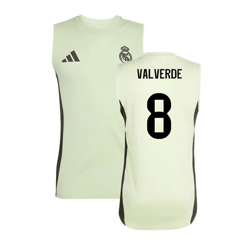 2025-2026 Real Madrid Sleeveless Training Jersey (Almost Lime) (Valverde 8)