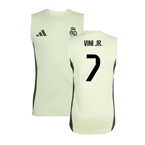 2025-2026 Real Madrid Sleeveless Training Jersey (Almost Lime) (Vini Jr. 7)