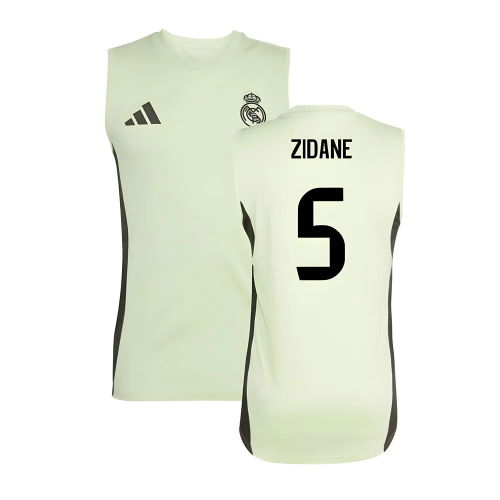 2025-2026 Real Madrid Sleeveless Training Jersey (Almost Lime) (Zidane 5)