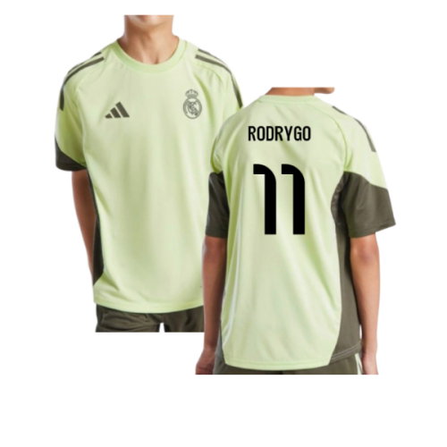 2025-2026 Real Madrid Training Jersey (Almost Lime) - Kids (Rodrygo 11)