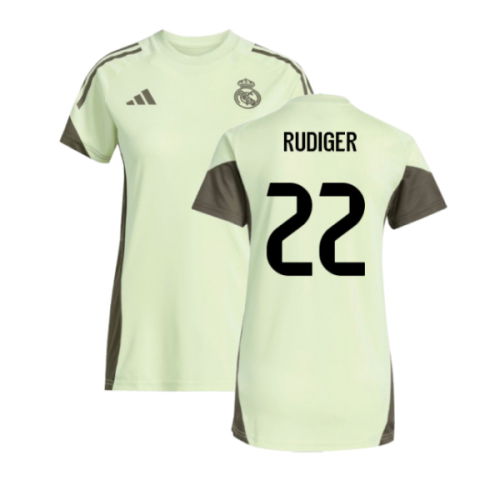 2025-2026 Real Madrid Training Jersey (Almost Lime) - Womens (Rudiger 22)