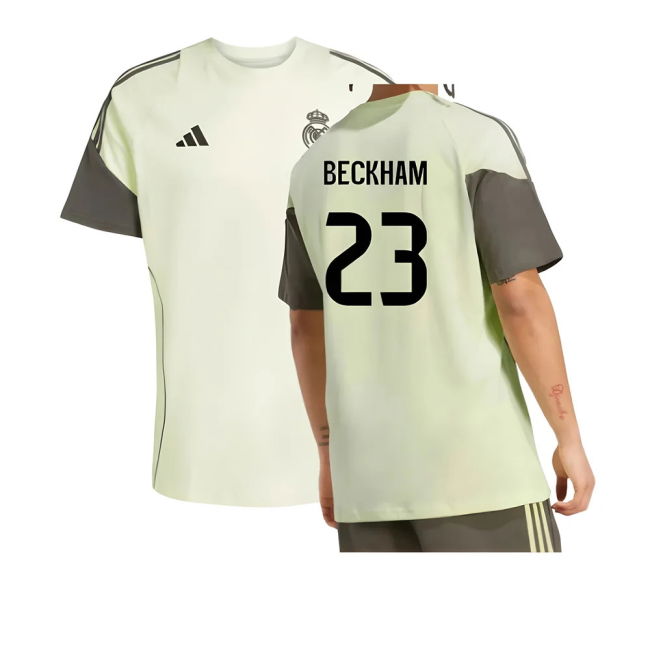 2025-2026 Real Madrid Training Tee (Almost Lime) (Beckham 23)