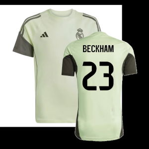 2025-2026 Real Madrid Training Tee (Almost Lime) - Kids (Beckham 23)
