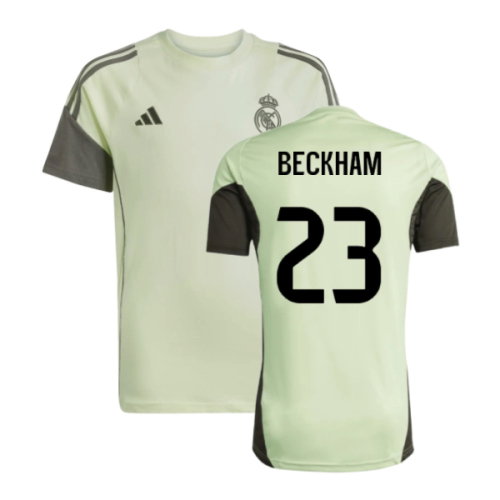 2025-2026 Real Madrid Training Tee (Almost Lime) - Kids (Beckham 23)