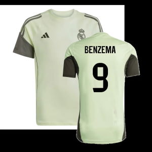 2025-2026 Real Madrid Training Tee (Almost Lime) - Kids (Benzema 9)