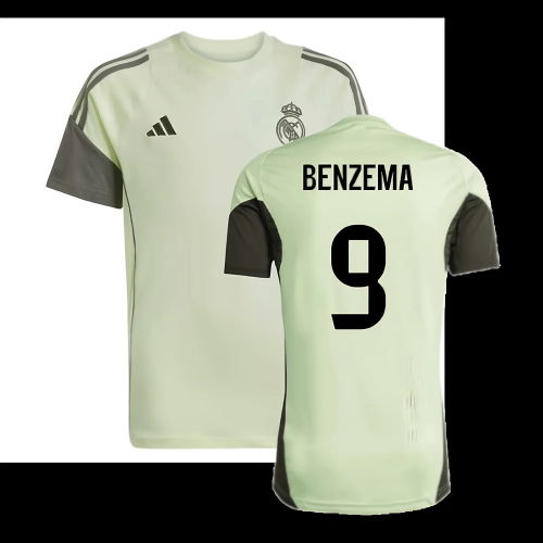 2025-2026 Real Madrid Training Tee (Almost Lime) - Kids (Benzema 9)