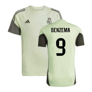 2025-2026 Real Madrid Training Tee (Almost Lime) - Kids (Benzema 9)