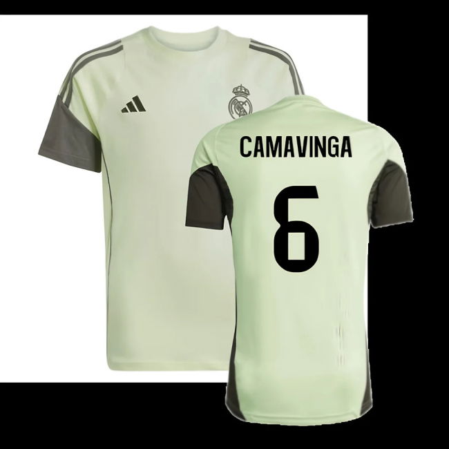 2025-2026 Real Madrid Training Tee (Almost Lime) - Kids (Camavinga 6)