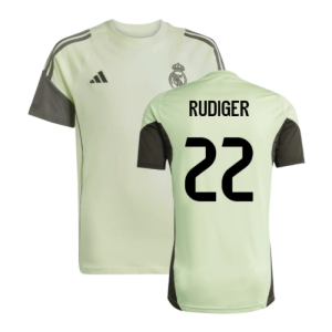 2025-2026 Real Madrid Training Tee (Almost Lime) - Kids (Rudiger 22)