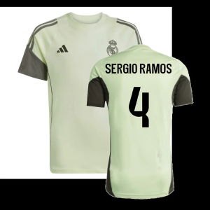 2025-2026 Real Madrid Training Tee (Almost Lime) - Kids (Sergio Ramos 4)