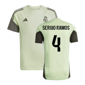 2025-2026 Real Madrid Training Tee (Almost Lime) - Kids (Sergio Ramos 4)
