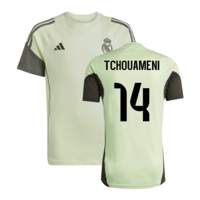 2025-2026 Real Madrid Training Tee (Almost Lime) - Kids (Tchouameni 14)