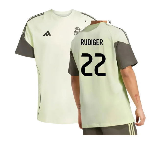 2025-2026 Real Madrid Training Tee (Almost Lime) (Rudiger 22)