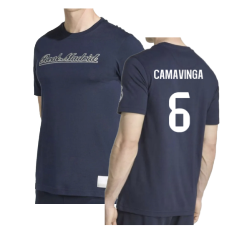 2025-2026 Real Madrid US Tee (Navy) (Camavinga 6)